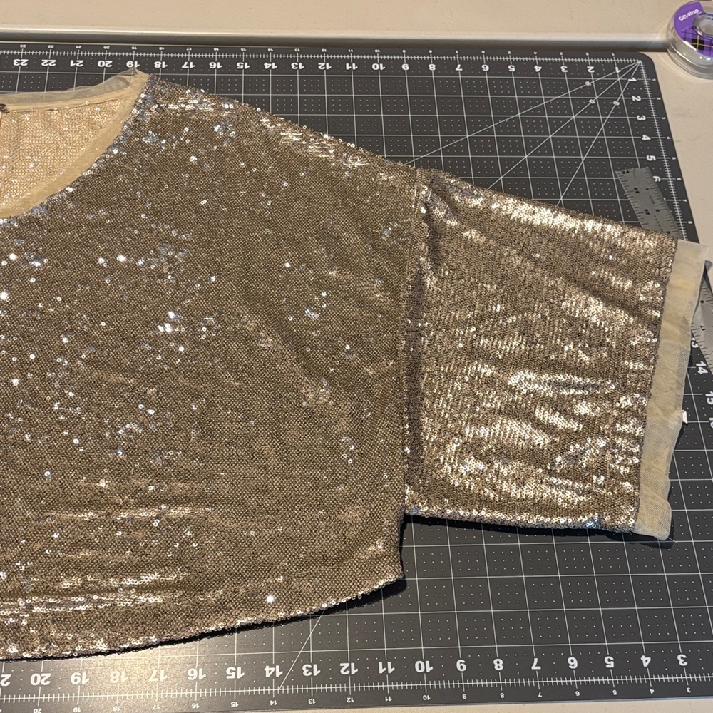 Free People Shimmering Gold Sequin Knit Top - Picture 6 of 9
